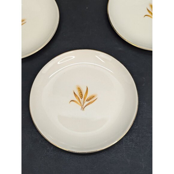 Vintage Taylor Smith Golden Wheat Made in USA 22K Gold 6 3/8" Bread Plates Lot 5 - Picture 6 of 9